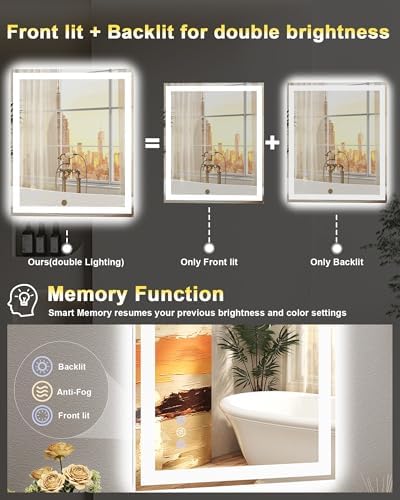 72x32 LED Bathroom Mirror, Separate Front and Back Lights - Image 3