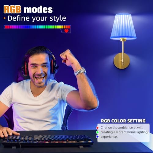 NIORSUN 14.5 inch Battery Operated Wall Sconce Set of 2, 10 Colors Wireless - Image 3