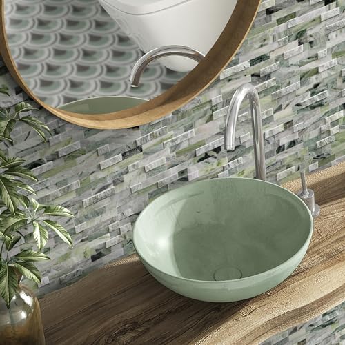 SUNWINGS 5-Sheet Peel and Stick Mosaic Natural 3D Stone Self Adhesive Marble - Image 4