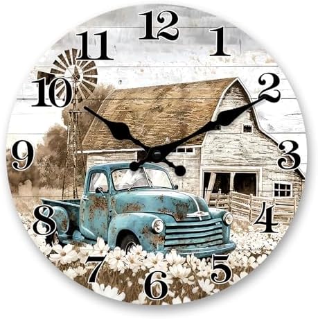 20 Inch Large Farmhouse Barn Wall Clocks Battery Operated by RONGKEJIAJU