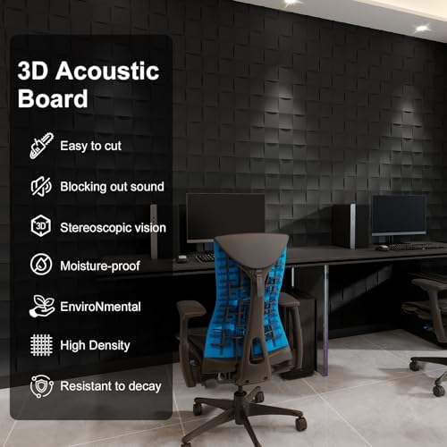 Checkered Acoustic Panels 2-Pack 23.6"x23.6" 3D Wood Grain Sound Absorbing Panel - Image 2