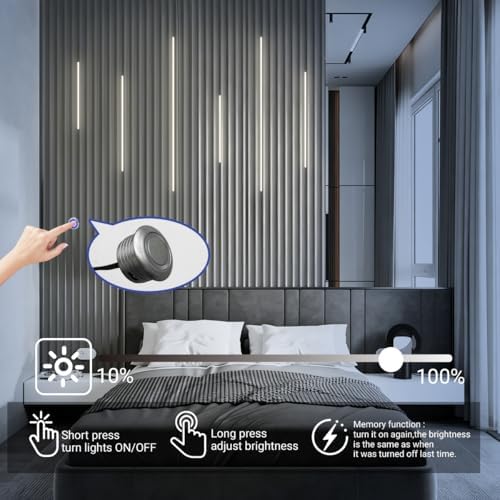 HAMRVL Black LED Recessed Lighing Wall Panel Lights, Self-Adhesive Dimmable - Image 2
