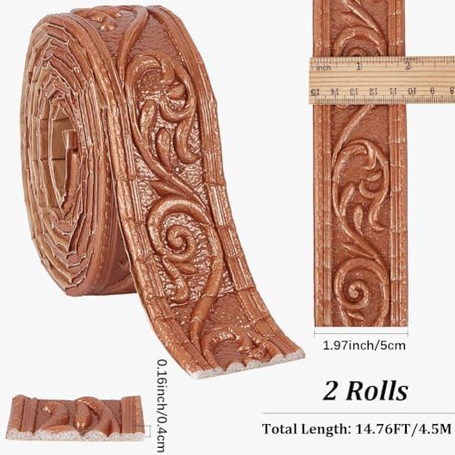 CRASPIRE 177x1.57In Crown Molding Trim Brown Self Adhesive Peel and Stick Foam - Image 2
