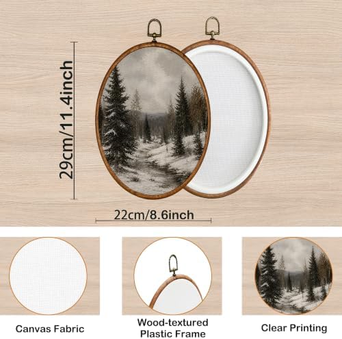 KSDUT Vintage Winter Forest Pine Tree Oval Wall Art 8.6"x11.4" - Image 7