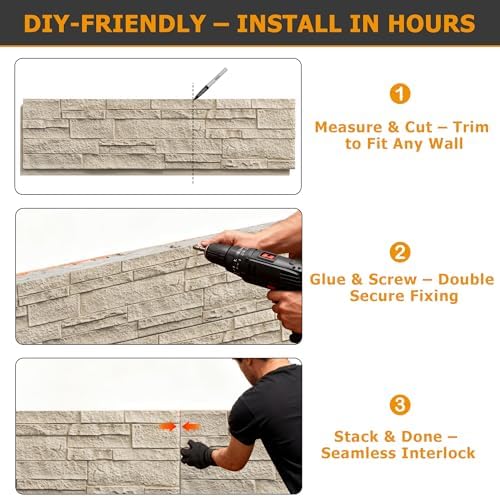 ROOMTEC 6-Packs Faux Stone Wall Covering Panels - Image 5