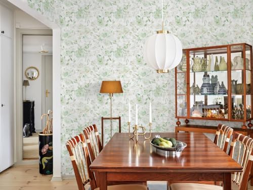 Ismoon Green Floral Peel Stick Wallpaper Boho Stick on Wallpaper - Image 7