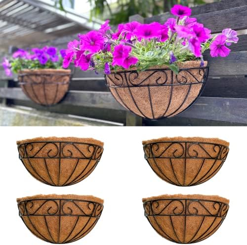 LaLaGreen Wall Planter Black Metal Coco Liner Flower Pots by L%C3%A1L%C3%A1Green