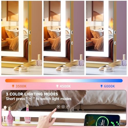 Vanity Mirror with Lights, Dimmable 3 Modes, Memory Function, Smart Touch - Image 6