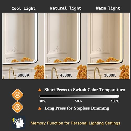 55x32 Inch LED Bathroom Mirror - Image 4