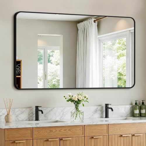Vanity Bathroom Mirror, 50”x30” Black Bathroom Mirror by LawadaMirror