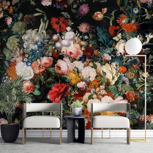 Zeeko Vintage Dark Floral Wall Murals Peel and Stick 177" W x 110" H - Image 2