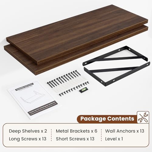 Deep Wall Shelves 36"W x 12"D Engineered Wood Floating Shelves - Image 5