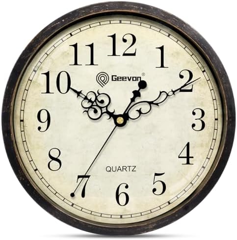 Geevon Vintage Wall Clock 10" Silent Non-Ticking by GEEVON