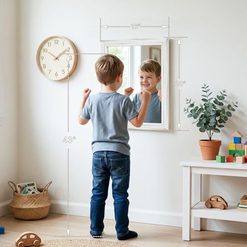 White Wood Effect Framed Wall Mirror, 16x20 Rectangle Mirror - Image 4