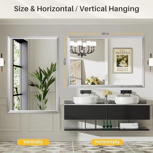 Briivue Bathroom Wall Mirror, 60x40 Inch - Image 5