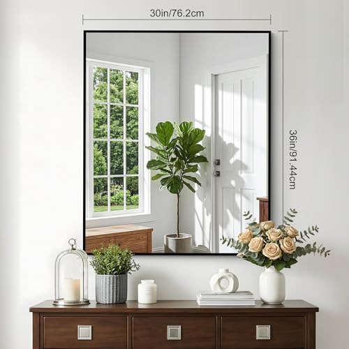 30"x36" Bathroom Mirror for Over Sink, Large Black Rectangle Mirrors for Wall - Image 3