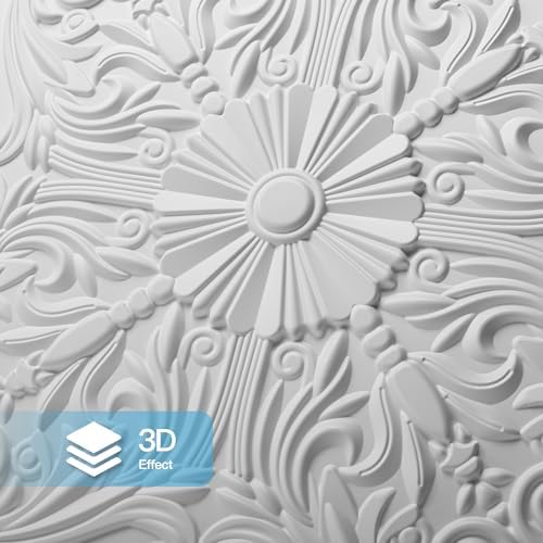 Art3d 12-Pack Waterproof Drop Relief Ceiling Tiles, 24 x 24 in, Off White - Image 3