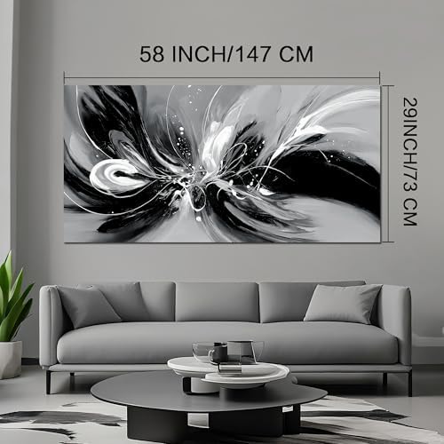 Black White and Gray Abstract Canvas Wall Art - Image 6
