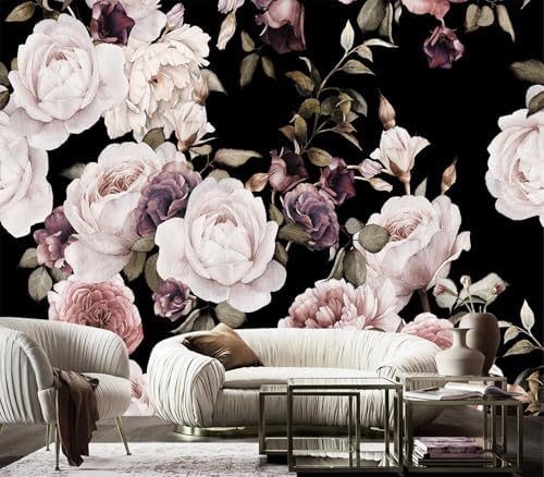Moody Vintage Dark Floral Rose Peony Wallpaper Peel Stick - Image 4
