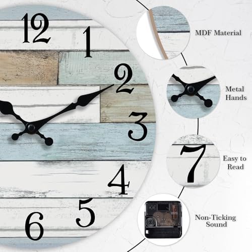 KECYET 12 Inch Wall Clock Battery Operated Silent Non Ticking Coastal - Image 5