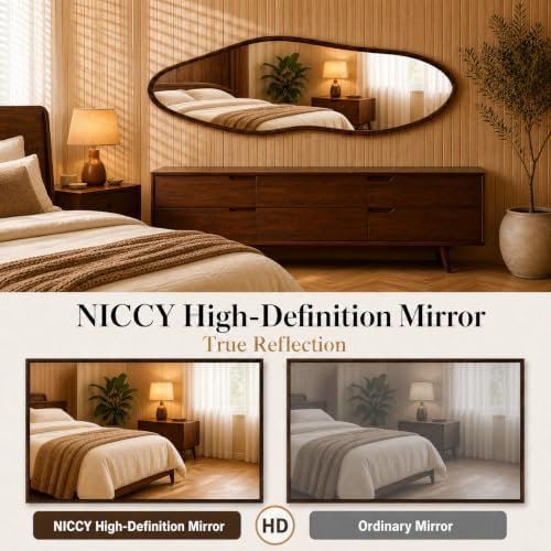 Niccy Asymmetrical Full Length Mirror, Irregualr Wall Mirror - Image 3
