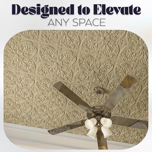 Art3d PVC Drop Ceiling Tiles 24x24 in, 48 Sq.Ft, Sunset Gold - Image 5