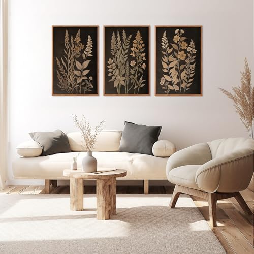 HLNIUC Vintage Botanical Fern Framed Canvas Wall Art Set, Modern Farmhouse Art - Image 4