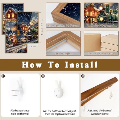 BINCUE Christmas Wall Art Winter Christmas Prints Framed Wall Painting Decor - Image 6