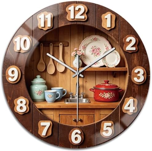 peacoblue 3D Kitchen Wall Clocks Battery Operated by PEACOBLUE