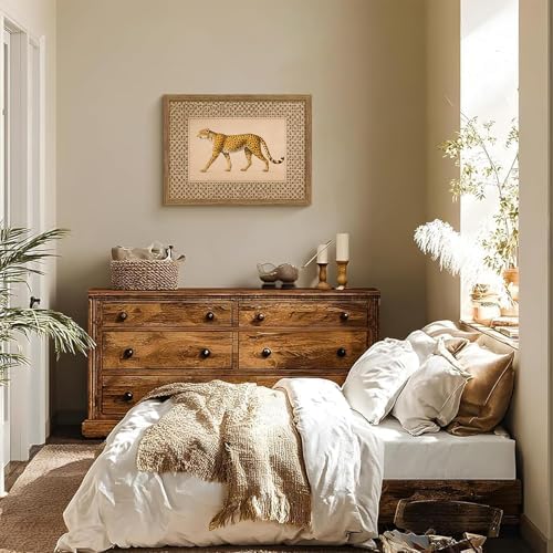 Vintage Framed Cheetah Canvas Wall Art Trendy Leopard Pictures 12×16 Inch - Image 3