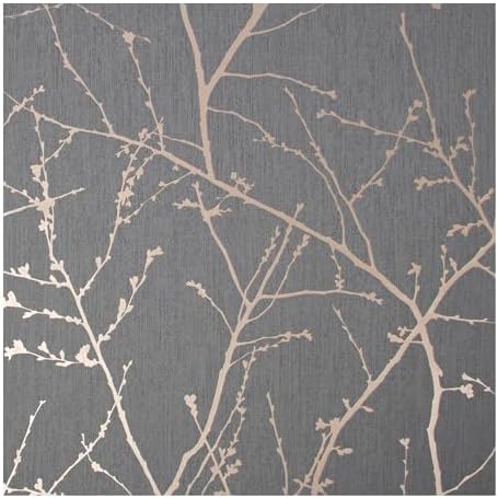 Innocence Charcoal and Copper Wallpaper by GrahamandBrown
