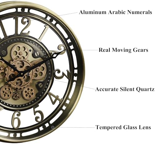 CLXEAST 21" Large Moving Gear Wall Clock - Image 2