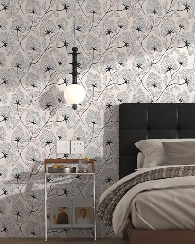 Peel and Stick Wallpaper Black and Beige Contact Paper 17.3"x393" - Image 4