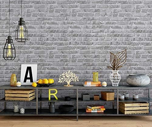 Timeet 17.7" x 472" Grey Brick Wallpaper Peel and Stick Wallpaper Self-Adhesive - Image 3