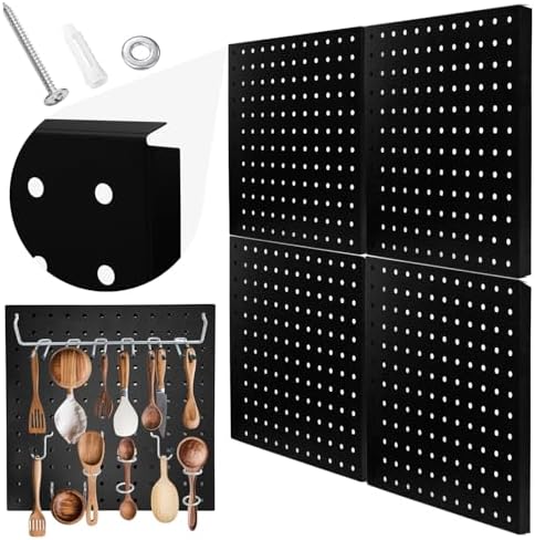 4 Pack Metal Pegboard Panels, Garage Tool Storage, Office Organization by Socpuro
