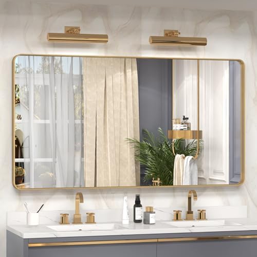 55x30 Inch Gold Bathroom Mirror by CHARMOR