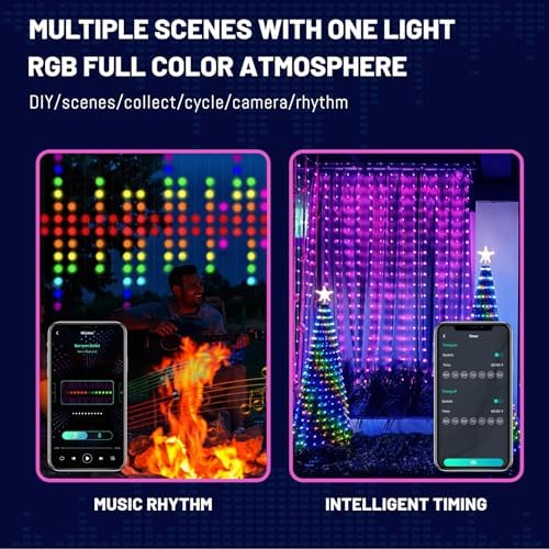 HXWEIYE 300LED Fairy Curtain Lights, 9.8x9.8Ft USB, 8 Modes & Timer - Image 4