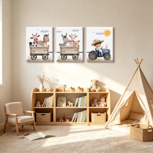 Farm Nursery Animal Wall Art Decor Baby Kids Room Poster Boy Tractor Prints - Image 5