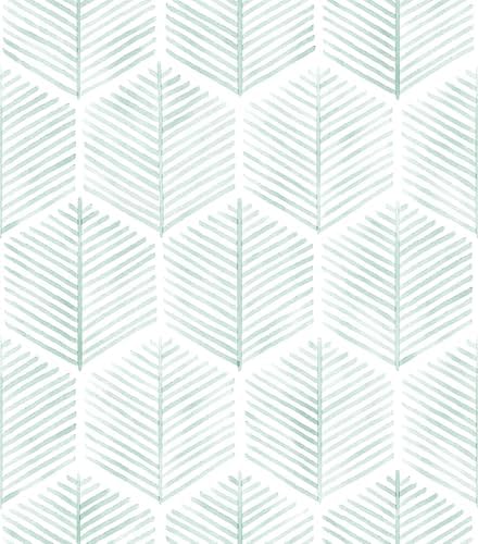 MelunMer Geometric Peel and Stick Wallpaper Boho Green White 17.3''×591'' by MelunMer