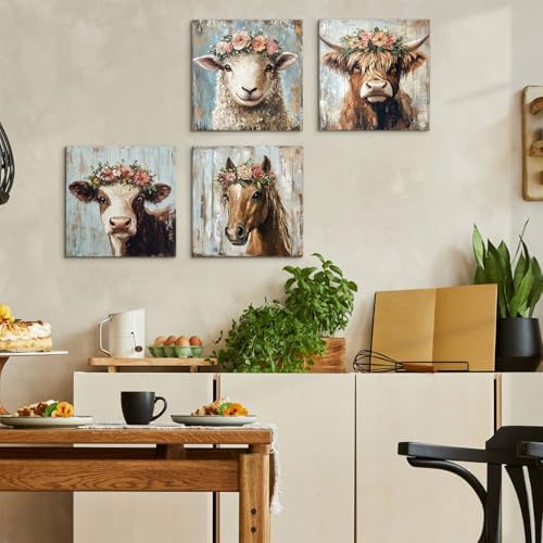 Farmhouse Animals Wall Art Highland Cow Decor - Image 2