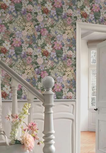 Ismoon Floral Peel and Stick Wallpaper Vintage Wallpaper 17.3in x 32.8ft - Image 6