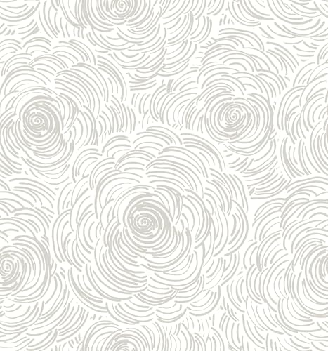 EeeComing Grey Peel and Stick Wallpaper Grey and White Floral Contact Paper by EeeComing