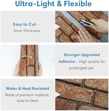 COMSTICKC 3D Peel and Stick Faux Brick Wall Panels - Image 5