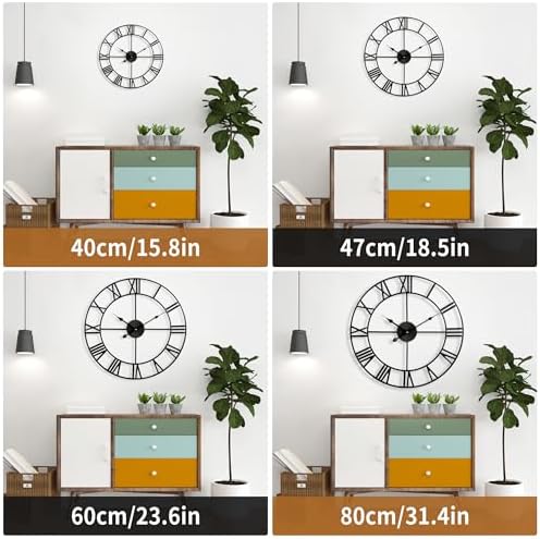 Large Wall Clock - 40cm/ 16 Inches Silent Non-Ticking Metal Wall Clock - Image 5
