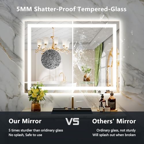 40x30 LED Bathroom Mirror with Lights, Lighted Vanity Mirror - Image 6