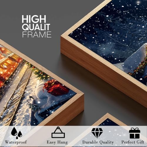 BINCUE Christmas Wall Art Winter Christmas Prints Framed Wall Painting Decor - Image 5
