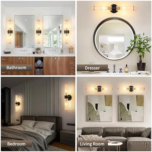 Black Gold Battery Operated Wall Sconces Set of Two, Sconces Wall Decor - Image 5