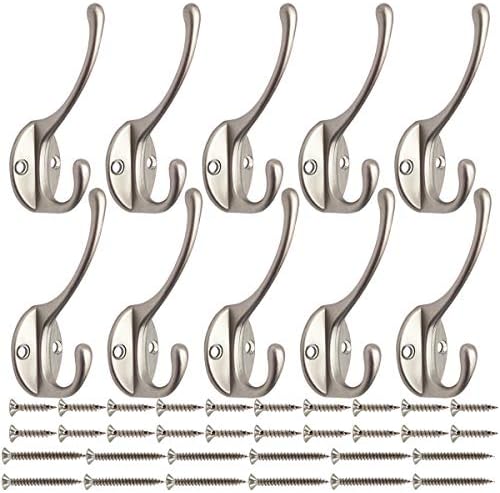 IBosins 10 Pack Silvery Double Coat Hooks Utility Hooks by IBosins