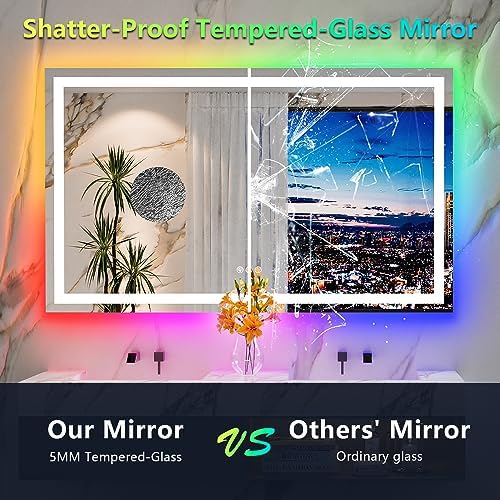 60x36 LED Bathroom Mirror with Lights, RGB Backlit Lighted Mirror - Image 6