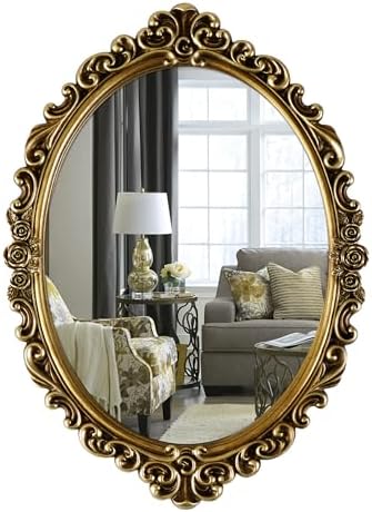 OIGUMR Medium Oval Wall Mirror Resin Frame Size：20.4 x 14.5 inch by OIGUMR